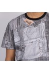 Love Moschino Mens Black Denim Back Patch Printed T-Shirt
