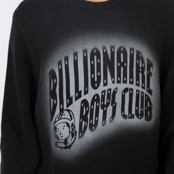 Billionaire Boys Club Mens Black Stencil Arch Logo Knitted Crew Neck Jumper #3