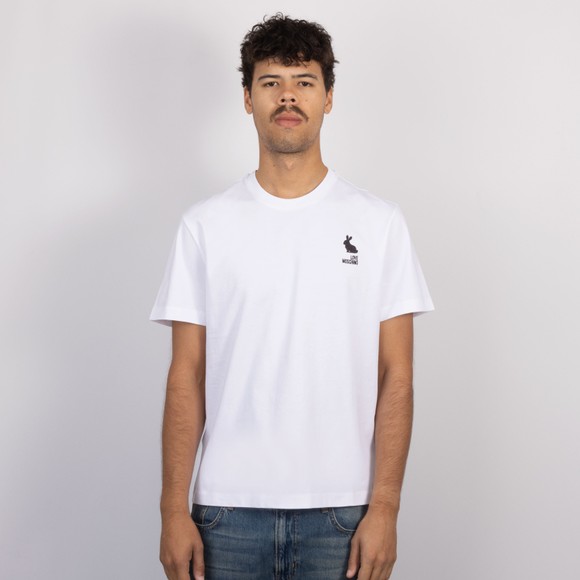 Love Moschino Mens White Bunny Embroidered Jersey T-Shirt main image