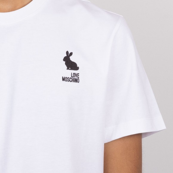 Love Moschino Mens White Bunny Embroidered Jersey T-Shirt main image