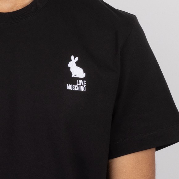 Love Moschino Mens Black Bunny Embroidered Jersey T-Shirt main image