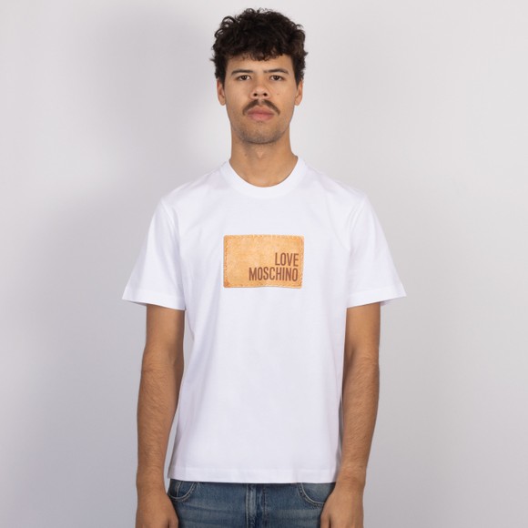 Love Moschino Mens White Printed Back Patch Jersey T-Shirt main image