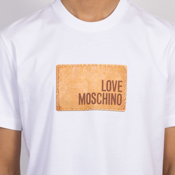 Love Moschino Mens White Printed Back Patch Jersey T-Shirt main image