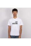 Love Moschino Mens White Printed Cotton Jersey T shirt