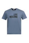 Love Moschino Mens Blue Printed Cotton Jersey T shirt