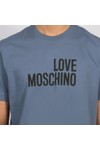 Love Moschino Mens Blue Printed Cotton Jersey T shirt