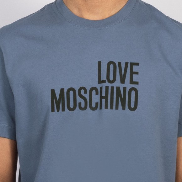 Love Moschino Mens Blue Printed Cotton Jersey T shirt main image