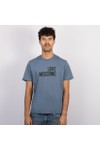 Love Moschino Mens Blue Printed Cotton Jersey T shirt