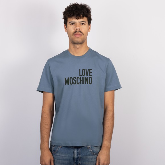 Love Moschino Mens Blue Printed Cotton Jersey T shirt main image