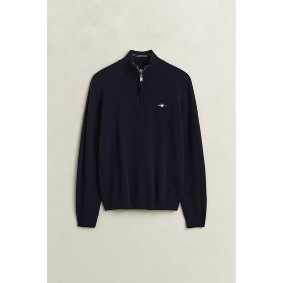 Gant Mens Blue Superfine Lambswool Half Zip Jumper main image
