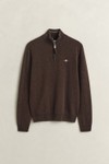 Gant Mens Brown Superfine Lambswool Half Zip Jumper