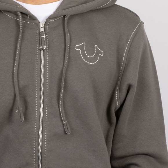 True Religion Mens Grey Big T Zip Up Hoody #3