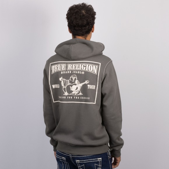 True Religion Mens Grey Big T Zip Up Hoody #4
