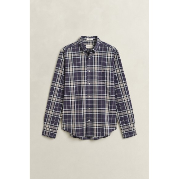 Gant Mens Beige Poplin Check Shirt main image