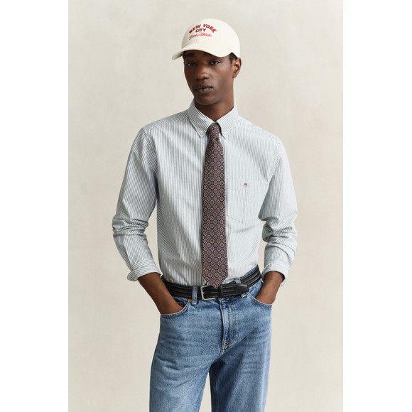 Gant Mens Green Classic Oxford Stripe Shirt main image