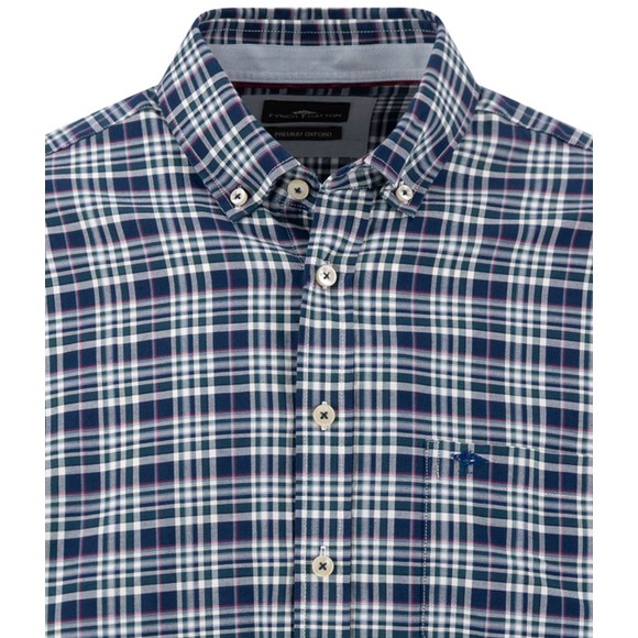 Fynch Hatton Mens Green Multicolour Check Oxford Shirt main image