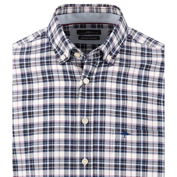 Fynch Hatton Mens Brown Multicolour Check Oxford Shirt main image