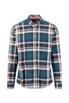 Fynch Hatton Mens Green Multicolour Big Check Oxford Shirt