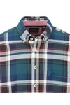 Fynch Hatton Mens Green Multicolour Big Check Oxford Shirt