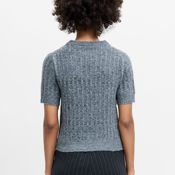 French Connection Womens Grey Kezia Textured Knit Short Sleeve Jumper #4