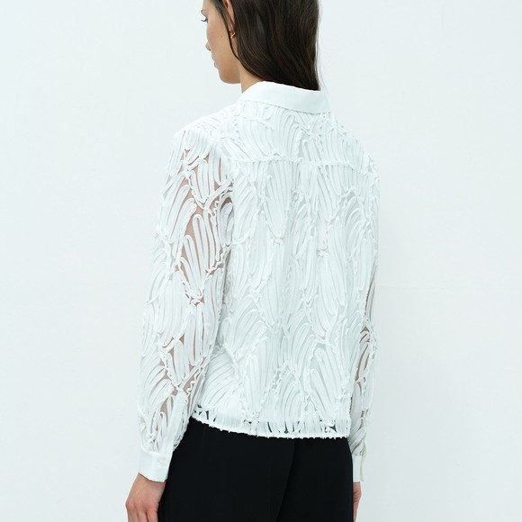 French Connection Womens White Margot Textured Shirt #4