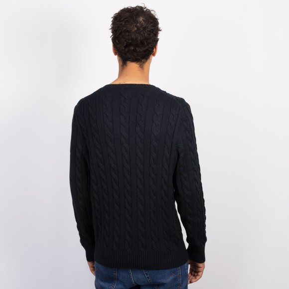 Polo Ralph Lauren Mens Blue Cable Knit Jumper #4