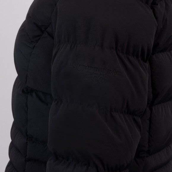 Superdry Womens Black Hood Faux Fur Fuji Mid Length Jacket main image