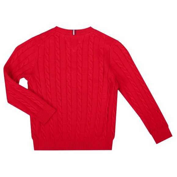 Tommy Hilfiger Kids Boys Red Cotton Cable Sweater #3
