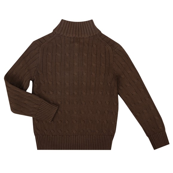 Polo Ralph Lauren Boys Brown Boys Cotton Cable Knit Quarter Zip Jumper #3