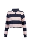 Superdry Womens Blue Athletic Essential Cropped Stripe Rugby Top