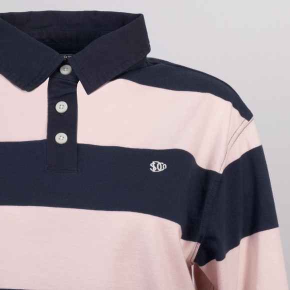 Superdry Womens Blue Athletic Essential Cropped Stripe Rugby Top main image