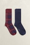 Gant Mens Red Tartan Socks 2 Pack Box