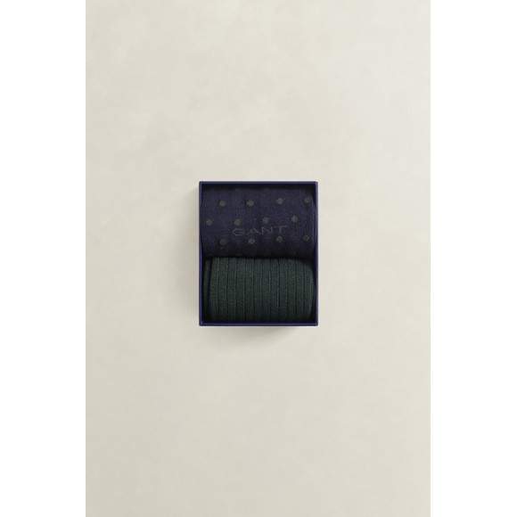 Gant Mens Blue Dot And Rib Socks 2 Pack Box main image