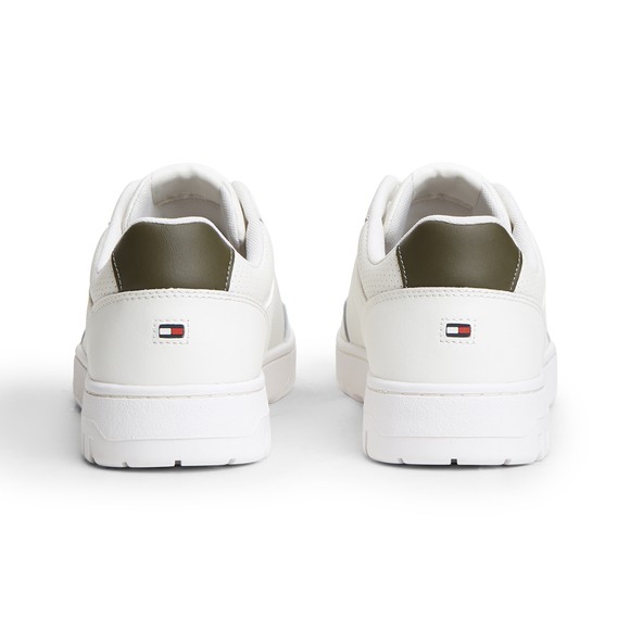 Tommy Hilfiger Mens Off-White Basket Core Leather Trainer main image