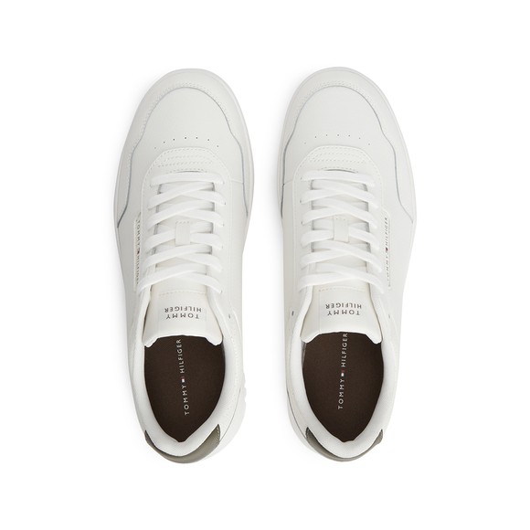 Tommy Hilfiger Mens Off-White Basket Core Leather Trainer main image