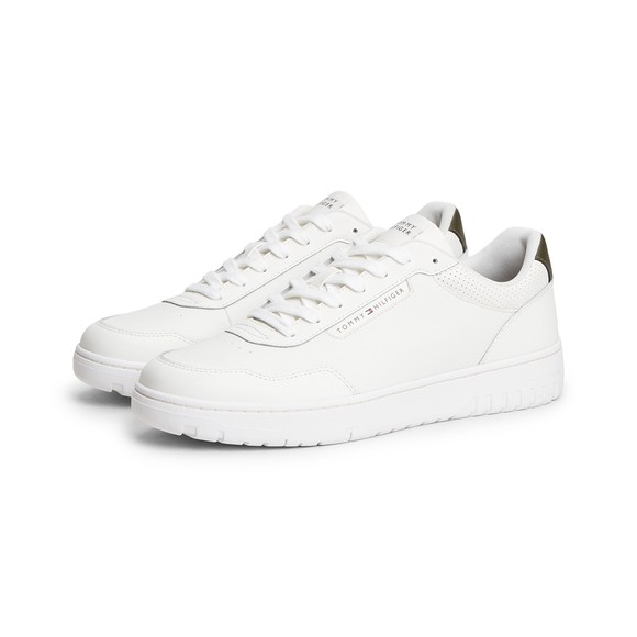 Tommy Hilfiger Mens Off-White Basket Core Leather Trainer main image