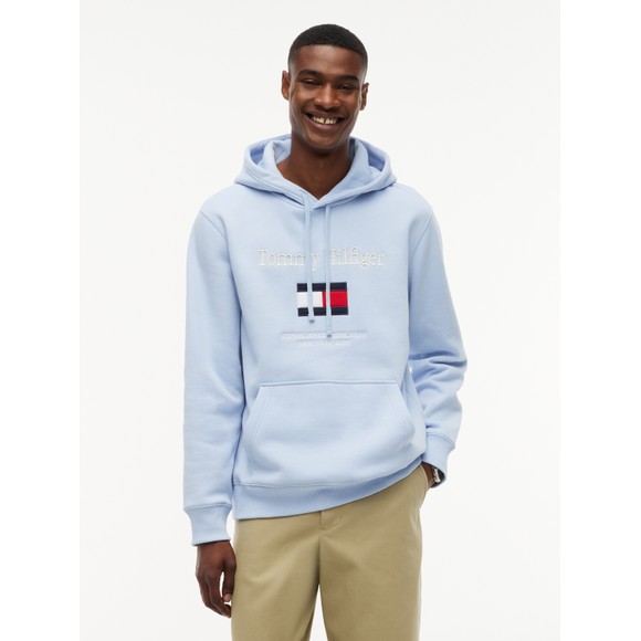 Tommy Hilfiger Mens Blue Embro Flag Hoodie main image