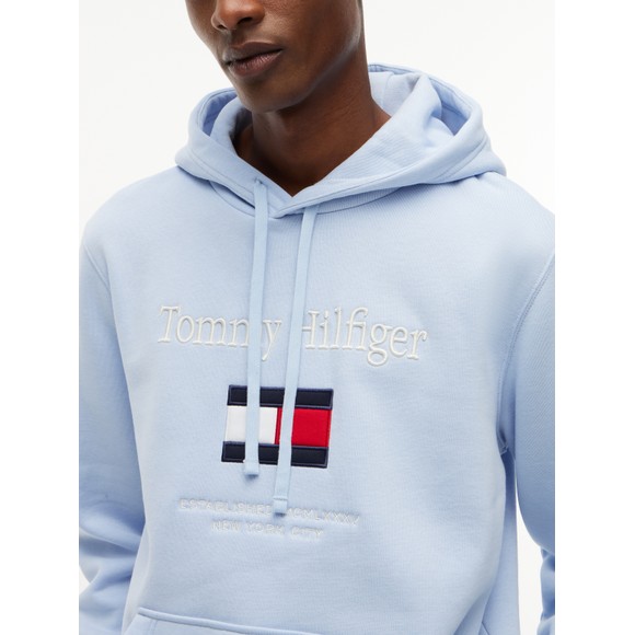 Tommy Hilfiger Mens Blue Embro Flag Hoodie main image