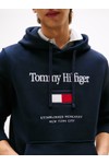 Tommy Hilfiger Mens Blue Embro Flag Hoodie
