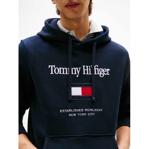 Tommy Hilfiger Mens Blue Embro Flag Hoodie main image