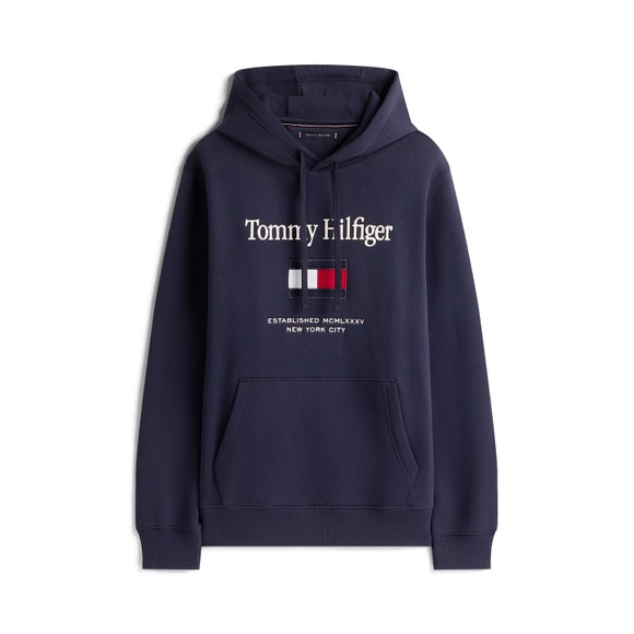 Tommy Hilfiger Mens Blue Embro Flag Hoodie main image