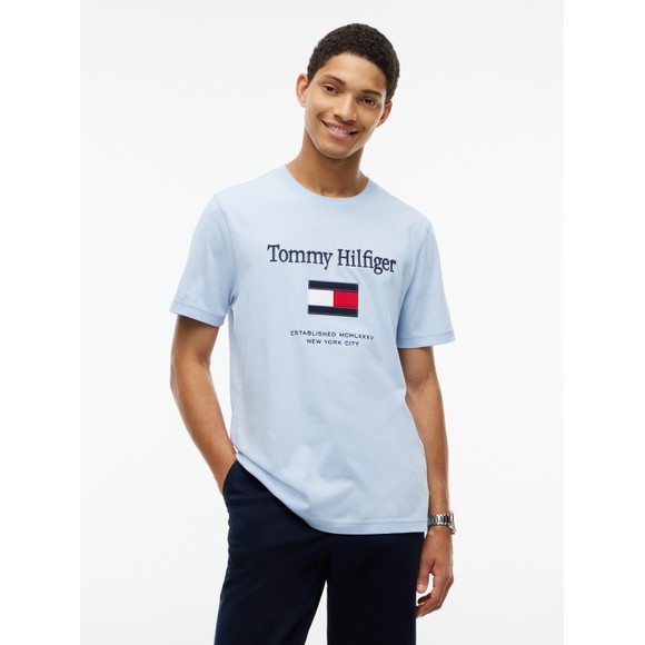 Tommy Hilfiger Mens Blue Embro Flag Tee main image