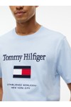 Tommy Hilfiger Mens Blue Embro Flag Tee