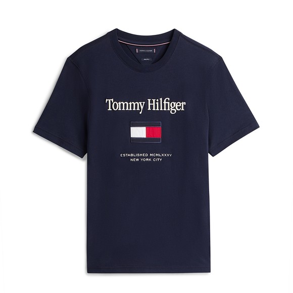 Tommy Hilfiger Mens Blue Embro Flag Tee main image