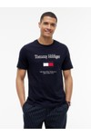 Tommy Hilfiger Mens Blue Embro Flag Tee