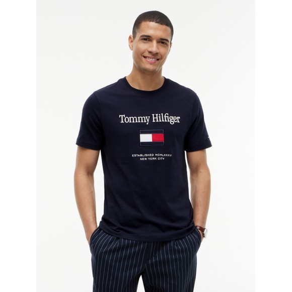 Tommy Hilfiger Mens Blue Embro Flag Tee main image
