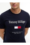 Tommy Hilfiger Mens Blue Embro Flag Tee