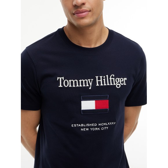 Tommy Hilfiger Mens Blue Embro Flag Tee main image