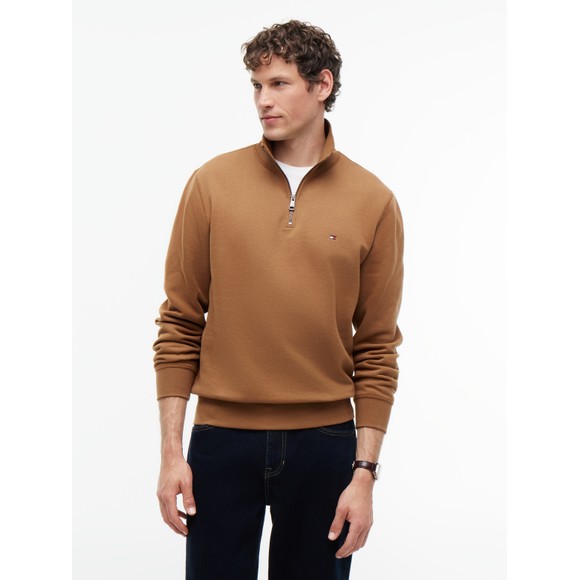 Tommy Hilfiger Mens Brown Essential Fleece 1/4 Zip main image
