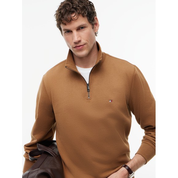 Tommy Hilfiger Mens Brown Essential Fleece 1/4 Zip main image